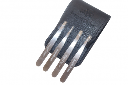 Magniclipper – Ultrafine point high quality + slant , spring and extra grip tweezer with caps for extra protection . Stainlesss Steel(4 count)